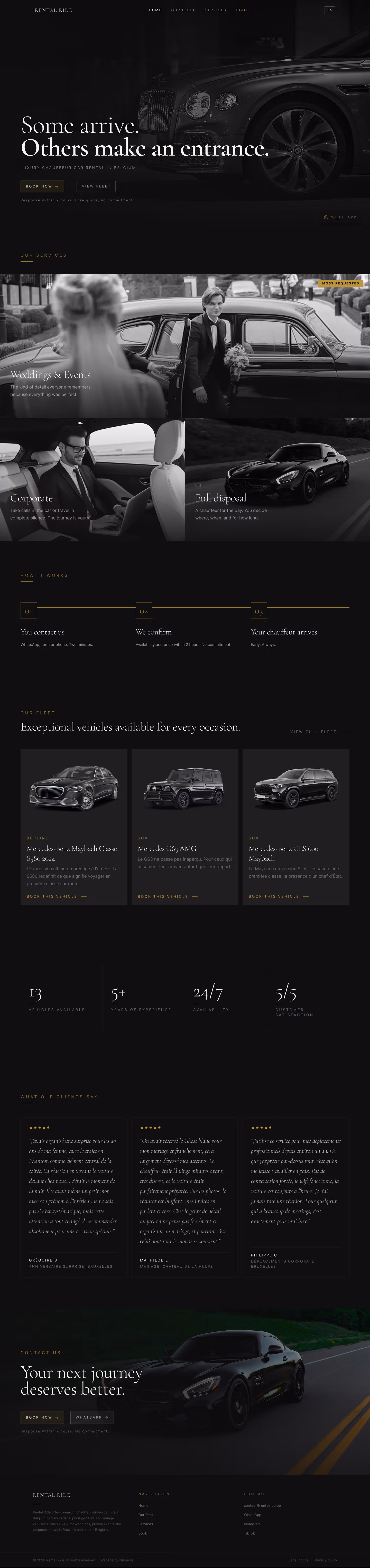 Aperçu du site de Rental Ride en entier